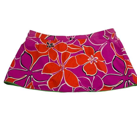 Super Cute Purple Red Floral Swim Skirt Skort - Picture 1 of 9